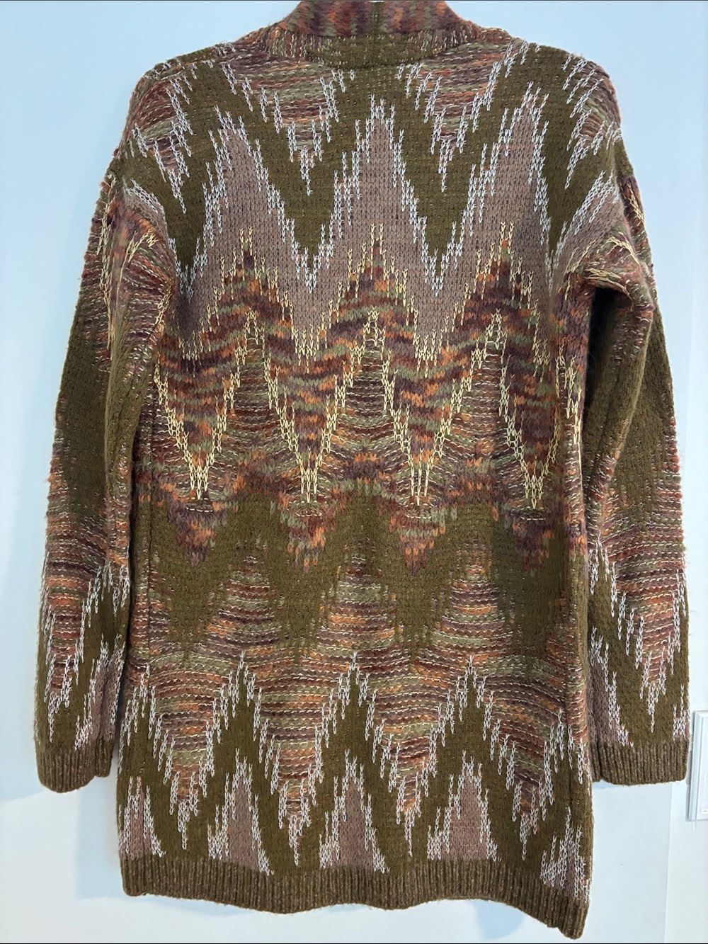 NWOT. Never worn. Lucky Brand Multicolor Olive Brown Open Cardigan - Picture 6 of 6